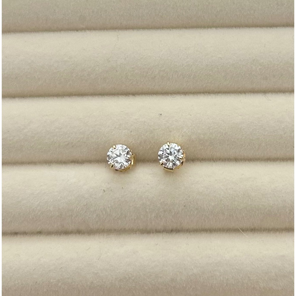 Round Cut 5A Cubic Zirconia Stud Earrings 18K Gold Plated 925 Silver 2.0 CTW